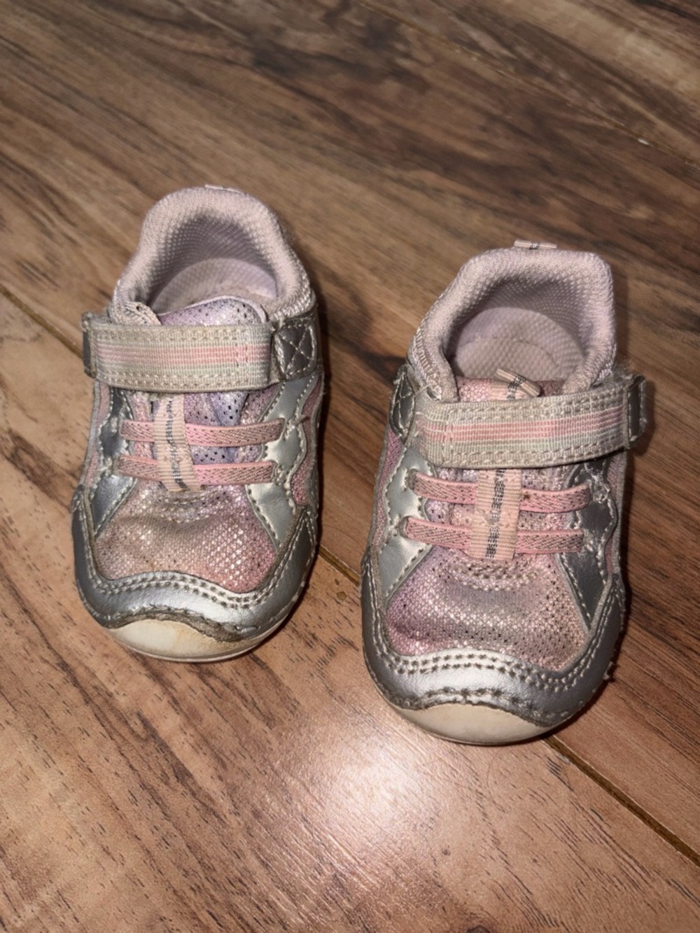 Striderite pink silver sneakers toddler girls size 3 PLAY